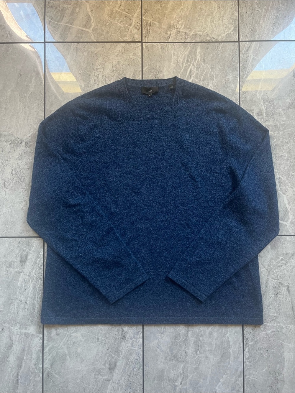Vince Men's 100% Cashmere Crewneck Sweater Pullover Blue Marled Size XXL Luxury